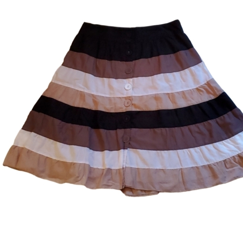 Mossimo Skirt size 4 stripe Neutral boho brown tan white a-line